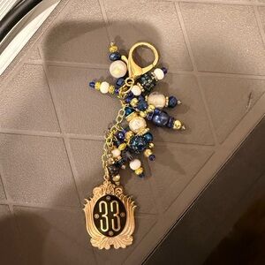 Club 33 bag charm  with Gold and Blue Accents